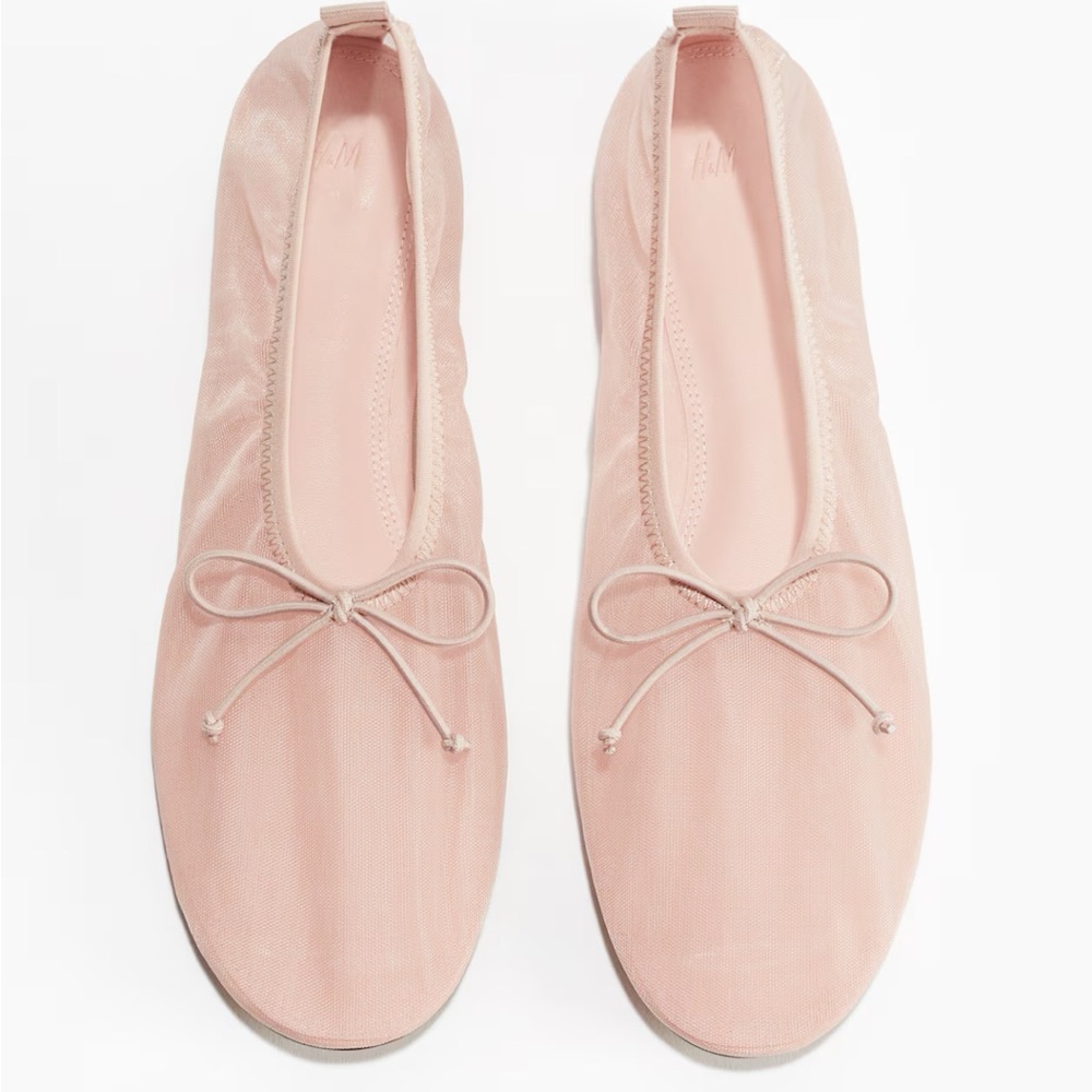 H&M Pink Flats with Bow and Rounded Toe